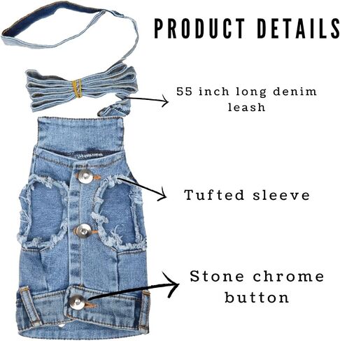 Dog Harness Jacket, Dog Denim Jacket, Luxury Dog Clothes, Swarovski Stone Back Design Dog Clothes, ropa para Perros pequenos, XXS Dog Clothes, Dog Jeans, Teacup Dog Clothes, Blue Jean pet Clothes in Saudi Arabia