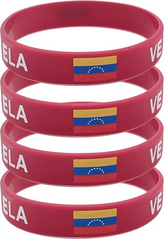 LLBFHH 4 Pcs Venezuela Venezuelans Country Flag Rubber Bracelets, National Flag Silicone Bracelet, Rubber Wristbands Patriotic Decorations Gift in Saudi Arabia