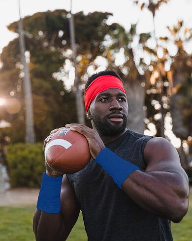 Suddora 6" Doublewide Wrist Bands/Armbands (Pair) - Thick Sweatbands for Basketball, Tennis, Baseball, Gym in Kuwait