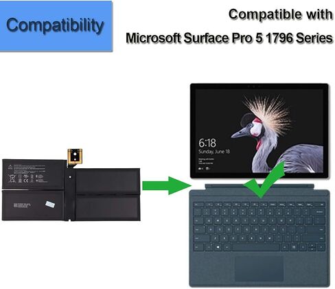 بطارية بديلة جديدة E-YIIVIIL G3HTA038H متوافقة مع الكمبيوتر اللوحي Microsoft Surface Pro 5 1796 Series 45.5WH in Saudi Arabia