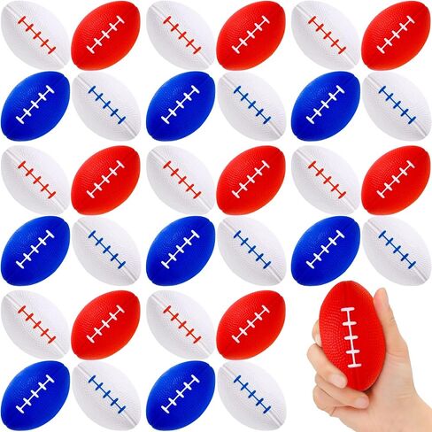 Junkin 32 Pcs Patriotic Mini Football Stress Ball Toys for Kids Adults 4th of July Foam Football Stress Ball Red White Blue Soft Football for Fourth of July Independence Day Parade Throw Party Favors in Saudi Arabia