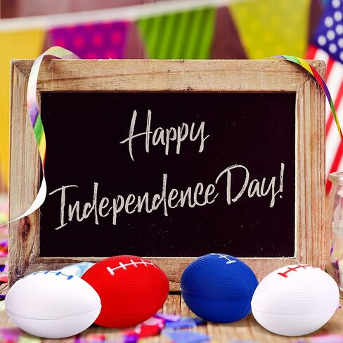 Junkin 32 Pcs Patriotic Mini Football Stress Ball Toys for Kids Adults 4th of July Foam Football Stress Ball Red White Blue Soft Football for Fourth of July Independence Day Parade Throw Party Favors in Saudi Arabia