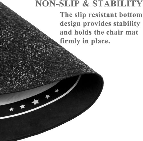 Honorstar Office Chair Mat for Carpet and Hardwood Floor Gaming Chair Mat Round 39 Inch Carpet Protector Desk Chair Mat for Rolling Chair Floor Mat Anti Slip for Home Office Gaming Room Black-A in Saudi Arabia