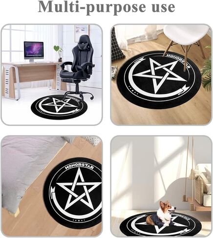 Honorstar Office Chair Mat for Carpet and Hardwood Floor Gaming Chair Mat Round 39 Inch Carpet Protector Desk Chair Mat for Rolling Chair Floor Mat Anti Slip for Home Office Gaming Room Black-A in Saudi Arabia
