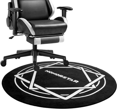 Honorstar Office Chair Mat for Carpet and Hardwood Floor Gaming Chair Mat Round 39 Inch Carpet Protector Desk Chair Mat for Rolling Chair Floor Mat Anti Slip for Home Office Gaming Room Black-A in Saudi Arabia