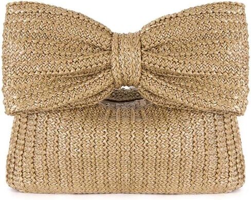 Mellshy Women Bow Purs Straw Woven Clutch Bag Handbags Summer Beach Bag Tote Bag Party Travel Wedding Bags in Kuwait