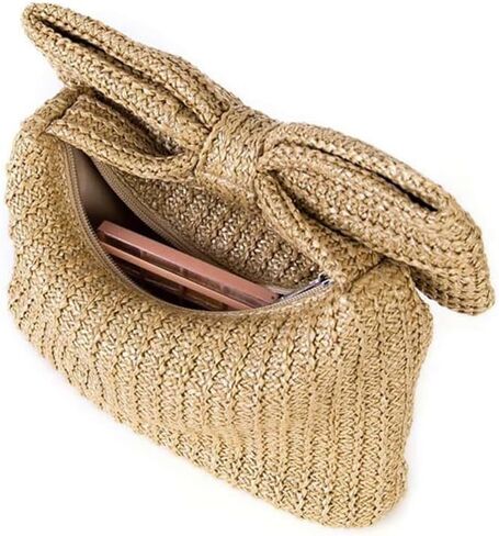 Mellshy Women Bow Purs Straw Woven Clutch Bag Handbags Summer Beach Bag Tote Bag Party Travel Wedding Bags in Kuwait