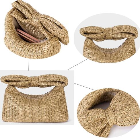 Mellshy Women Bow Purs Straw Woven Clutch Bag Handbags Summer Beach Bag Tote Bag Party Travel Wedding Bags in Kuwait