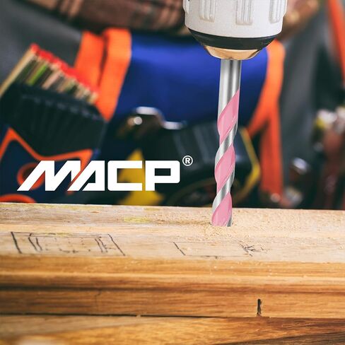 MACP Pink Multi-Purpose Carbide Tip Drill Bit Set - 5 Pcs Hex Shank Masonry Drill Bit for Metal, Brick, Block, Wood, Plastic, Tile, 5/32'', 3/16'', 1/4'', 5/16'', 3/8'' in Saudi Arabia