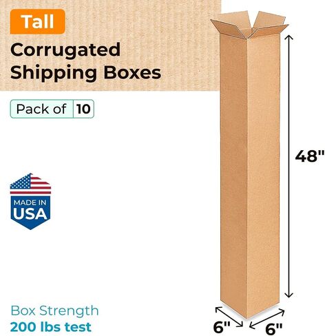 IDL Packaging Tall Corrugated Shipping Boxes 6"L x 6"W x 48"H (Pack of 5) - Excellent Choice of Strong Packing Boxes for USPS, UPS, FedEx Shipping - Easy-to-Recycle Cardboard Boxes for Packaging in Saudi Arabia