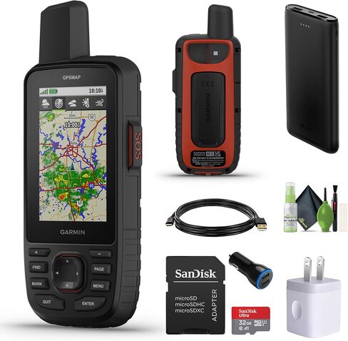 Garmin GPSMAP 67i Rugged Hiking GPS Premium محمول بتقنية الأقمار الصناعية، والمراسلة في اتجاهين، وSOS التفاعلية، وحزمة رسم الخرائط مع الملحقات in Saudi Arabia
