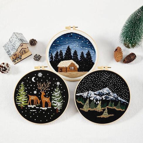 مجموعة أدوات تدريب غرز التطريز للمبتدئين، مجموعة أدوات تطريز سهلة للبالغين المبتدئين، مجموعة تدريب مهارات التطريز لتعلم 37 غرزة مختلفة، 3 حلقات تطريز، 3 أنماط قماش مطرزة in Kuwait