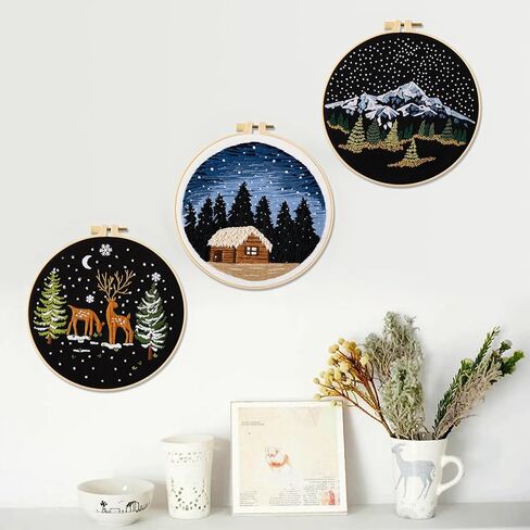 مجموعة أدوات تدريب غرز التطريز للمبتدئين، مجموعة أدوات تطريز سهلة للبالغين المبتدئين، مجموعة تدريب مهارات التطريز لتعلم 37 غرزة مختلفة، 3 حلقات تطريز، 3 أنماط قماش مطرزة in Kuwait