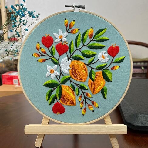 3 Sets Embroidery Kit for Beginners Adults， Flower Pattern Hand Embroidery Kit Cross Stitch Starter Kits DIY Embroidery Kits with Patterns and Instructions Hoops Needles Threads in Saudi Arabia