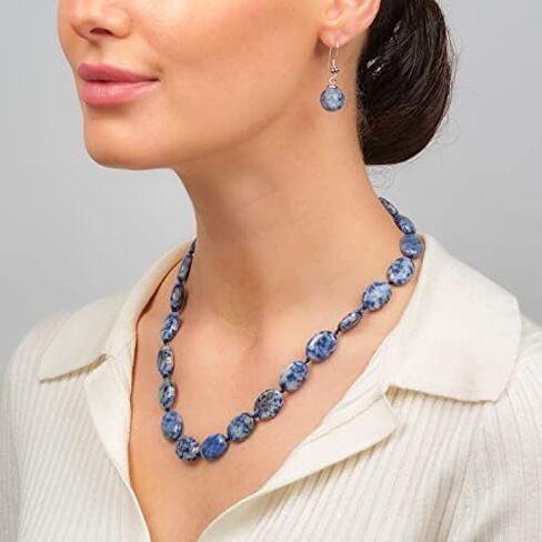 Women's Gemstone Beaded Necklace - Stunning Oval Shape Natural Gemstone Crystal Healing Beaded Necklace for Women in Saudi Arabia