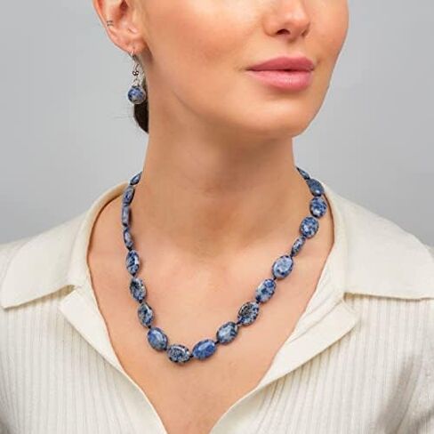 Women's Gemstone Beaded Necklace - Stunning Oval Shape Natural Gemstone Crystal Healing Beaded Necklace for Women in Saudi Arabia