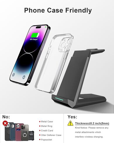 محطة شحن لاسلكية لهاتف iPhone - حامل شاحن 3 في 1 ADADPU لهاتف iPhone 15 14 13 12 11 Pro Max XR XS 8 Plus، قاعدة شحن لاسلكية لساعة Apple 8/7/SE/6/5/4/3/2، AirPods Pro /3/2 (مع المحول) in Kuwait