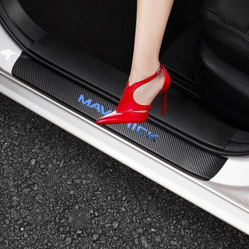 XITER 4 قطع من ألياف الكربون الجلدية عتبة الباب حامي باب دخول الحرس لوحة جرجر ملصق الديكور لملحقات Maverick 2022 2023 2024 (فضي) in Kuwait