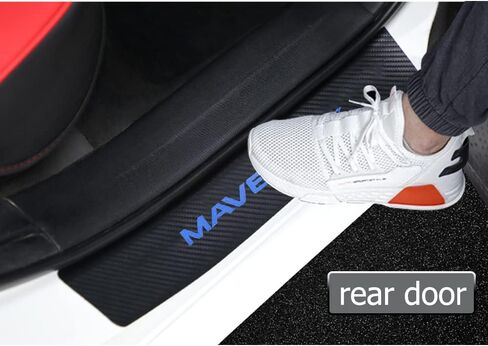 XITER 4 قطع من ألياف الكربون الجلدية عتبة الباب حامي باب دخول الحرس لوحة جرجر ملصق الديكور لملحقات Maverick 2022 2023 2024 (فضي) in Kuwait