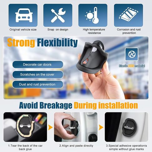 Dafun 4Pcs Car Door Lock Cover for Tesla Model 3 / Y, Silicone Protection Latches Covers - Vehicle Doors Locks Guard Stopper Set Auto Accessories (Black) in Kuwait