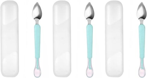 Toddmomy 1 Sets Double Head Spoon,Silicone Fruit Scraping Mud Spoon Feeding Spoons Training Spoon Set for Infants, in Saudi Arabia