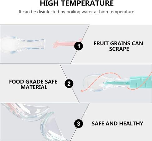 مجموعة Toddmomy 1 ملعقة ذات رأس مزدوج، ملعقة طين من السيليكون لكشط الفاكهة وملاعق التغذية ومجموعة ملاعق التدريب للرضع، in Kuwait