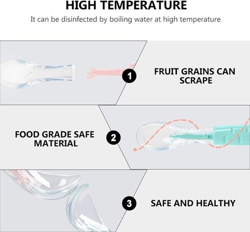 Toddmomy 1 Sets Double Head Spoon,Silicone Fruit Scraping Mud Spoon Feeding Spoons Training Spoon Set for Infants, in Saudi Arabia
