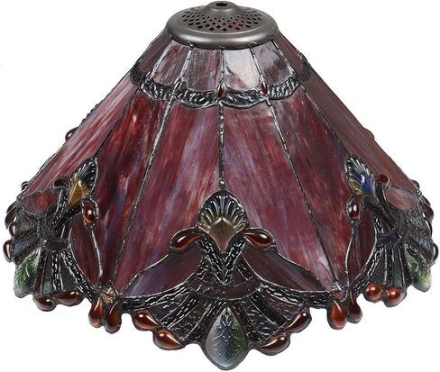 Bieye S10024 عاكس الضوء الباروكي المصنوع من الزجاج الملون على طراز تيفاني (أحمر عريض 17 بوصة) in Saudi Arabia