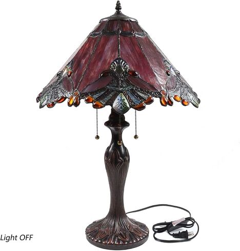 Bieye S10024 عاكس الضوء الباروكي المصنوع من الزجاج الملون على طراز تيفاني (أحمر عريض 17 بوصة) in Saudi Arabia