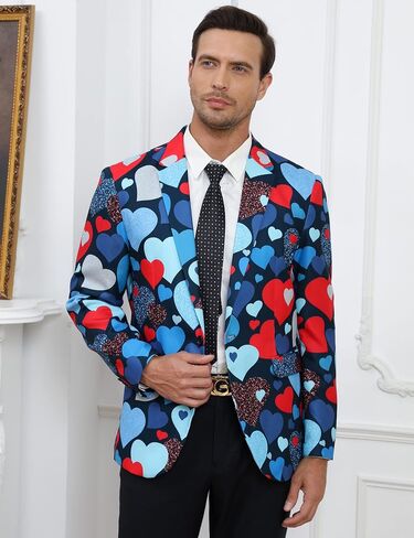 TURETRENDY Men's Printed Blazer Casual Slim Fit One Button Sports Coat Festival Party Jacket in Saudi Arabia
