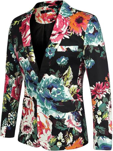 uxcell Men's Suit Blazer Slim Fit Floral Printed One Button Prom Jacket Sport Coat in Saudi Arabia