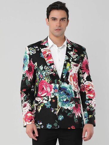 uxcell Men's Suit Blazer Slim Fit Floral Printed One Button Prom Jacket Sport Coat in Saudi Arabia