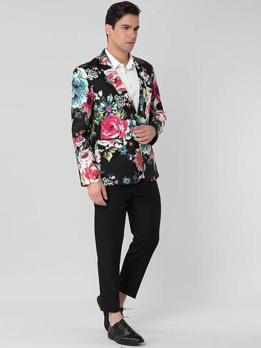 uxcell Men's Suit Blazer Slim Fit Floral Printed One Button Prom Jacket Sport Coat in Saudi Arabia