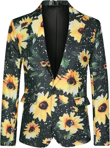 uxcell Men's Suit Blazer Slim Fit Floral Printed One Button Prom Jacket Sport Coat in Saudi Arabia