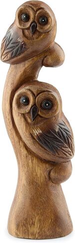 Tapeera Owl Decor - Owl Gifts for Women and Owl Lovers - Decorative Owl Figurines - Wood Owl Statue Figure - Cute Owl Decorations for Home Kitchen Bathroom Bedroom - Owl Sculpture - Mini Owl Ornament in Saudi Arabia