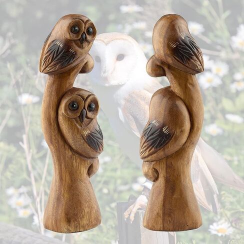 Tapeera Owl Decor - Owl Gifts for Women and Owl Lovers - Decorative Owl Figurines - Wood Owl Statue Figure - Cute Owl Decorations for Home Kitchen Bathroom Bedroom - Owl Sculpture - Mini Owl Ornament in Saudi Arabia