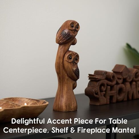 Tapeera Owl Decor - Owl Gifts for Women and Owl Lovers - Decorative Owl Figurines - Wood Owl Statue Figure - Cute Owl Decorations for Home Kitchen Bathroom Bedroom - Owl Sculpture - Mini Owl Ornament in Saudi Arabia