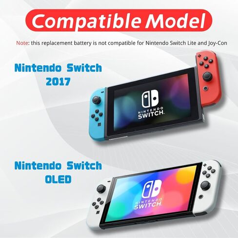 Qoutmcuy HAC-003 تبديل البطارية | متوافق مع وحدة التحكم نينتندو سويتش HAC-001 | بطارية داخلية عالية السعة 4700 مللي أمبير | مع مجموعة أدوات إصلاح DIY in Kuwait