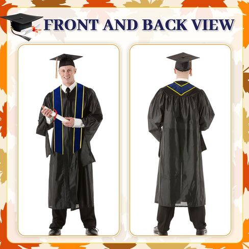 NDSWKR 2 قطعة 2024 سادة التخرج، وشاح التخرج للكبار مقاس 72 بوصة للجنسين مع زخرفة، سرقة التخرج للطلاب المبتدئين الأكاديمي in Kuwait