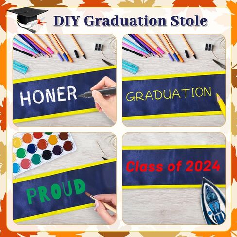 NDSWKR 2 قطعة 2024 سادة التخرج، وشاح التخرج للكبار مقاس 72 بوصة للجنسين مع زخرفة، سرقة التخرج للطلاب المبتدئين الأكاديمي in Kuwait