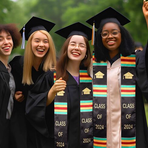 Kente Cloth Graduation Stole of 2024 أوشحة وشالات التخرج الأمريكية الأفريقية وشاح التخرج المصنوع من الفن الأفريقي الأصيل لعرض تراثك بفخر in Kuwait