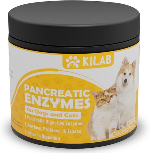 Pancreatic Enzymes for Dogs - Kilab - Pancreatin for Dogs and Cats - Pancreatic Enzyme - 10x Digestive enzymes - Designed for Pets with EPI (8.8 oz) in Saudi Arabia