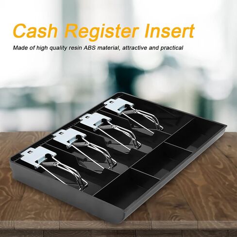 Money Tray, Cash Register Drawer Insert Tray with 4 Bill/3 Coin Compartments, Portable Currency Till Replacement Money Organizer Storage Box (Black) in Saudi Arabia