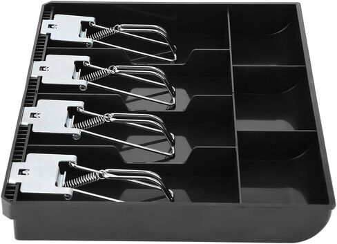 Money Tray, Cash Register Drawer Insert Tray with 4 Bill/3 Coin Compartments, Portable Currency Till Replacement Money Organizer Storage Box (Black) in Saudi Arabia