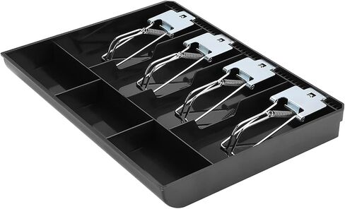 Money Tray, Cash Register Drawer Insert Tray with 4 Bill/3 Coin Compartments, Portable Currency Till Replacement Money Organizer Storage Box (Black) in Saudi Arabia