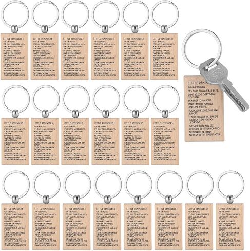 Landical 20 PCS Wood Little Reminders Keychain Bulk Affirmation Motivational Quotes Inspirational Key Chain Positive Self Love Mental Health Gift for Women Men Friends Coworkers Teens Boys Girls in Kuwait