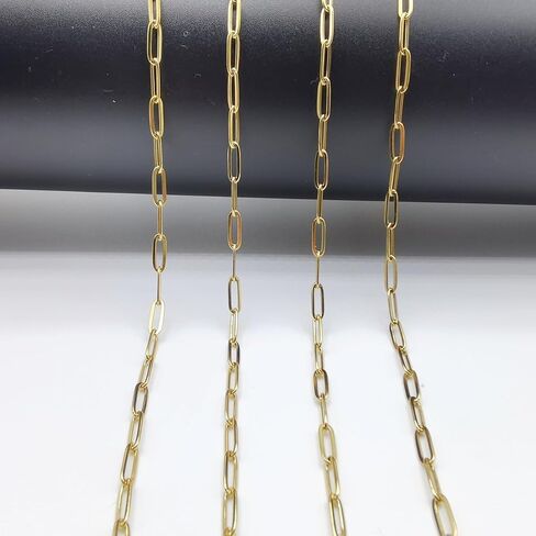 16.4 قدم سلاسل مشبك ورق من الفولاذ المقاوم للصدأ لصنع المجوهرات سلسلة قلادة سوار بالجملة مطلية بالذهب مع مشابك جراد البحر وحلقات القفز (عرض 3 مم) in Kuwait