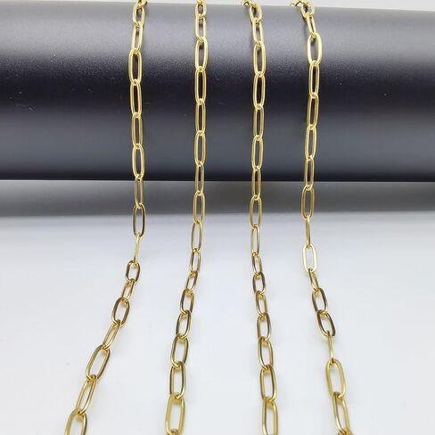 16.4 Feet Stainless Steel Paperclip Chains for Jewelry Making Gold Plated Bulk Bracelet Necklace Chain with Lobster Clasps and Jump Rings (3mm Width) in Kuwait