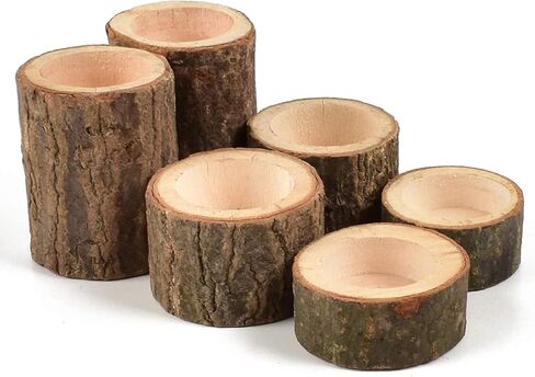 حاملات شموع ضوء الشاي من Larimuer، حامل شموع خشبي مخصص لتزيين طاولة المنزل وحفلات الزفاف الريفية (مجموعة من 6 (1 بوصة، 1.6 بوصة، 2.7 بوصة)) in Kuwait