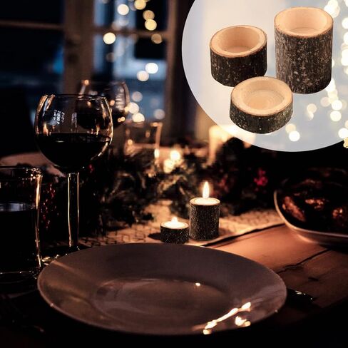 حاملات شموع ضوء الشاي من Larimuer، حامل شموع خشبي مخصص لتزيين طاولة المنزل وحفلات الزفاف الريفية (مجموعة من 6 (1 بوصة، 1.6 بوصة، 2.7 بوصة)) in Kuwait